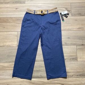 Briggs New York Women's‎ Belted Cropped Pants Size 8 Blue